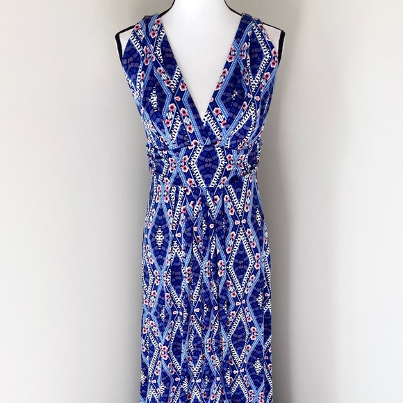 NWT Lemon Tart Shania Stitch Fix v-neck maxi dress abstract print Size XL - Picture 4 of 11